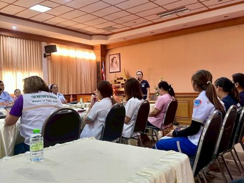 ซ้อมแผนการเกิดอุบัติเหตุทางถนนช่วงเทศบาล ณ โรงพยาบาลส่งเสริมสุขภาพตำบลบ้านแวง