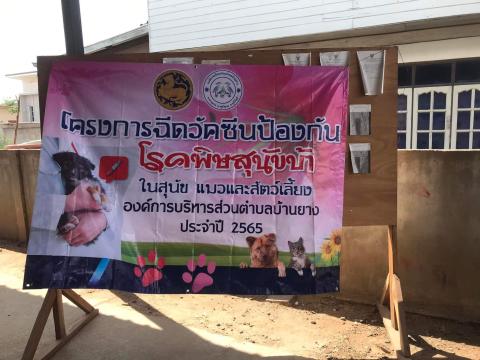 โครงการฉีดวัคซีนป้องกันโรคพิษสุนัขบ้าในสุนัข แมวและสัตว์เลี้ยง องค์การบริหารส่วนตำบลบ้านยาง ประจำปีงบประมาณ 2565